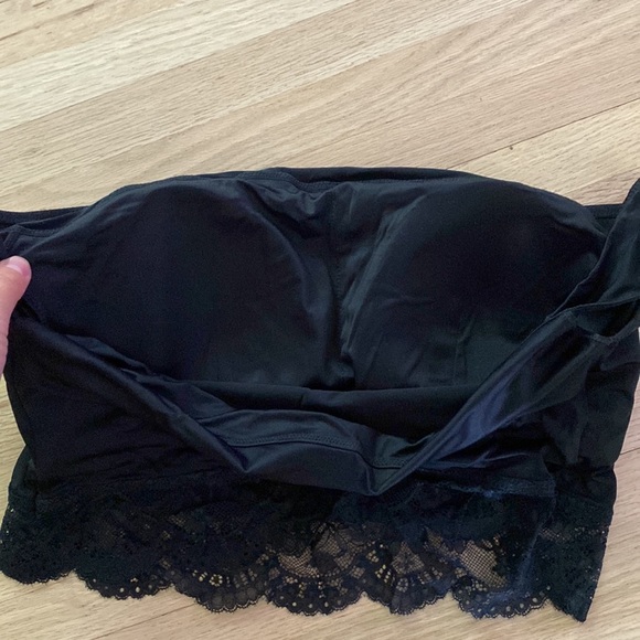 Black Off Shoulder Top with Lace Trim - Picture 3 of 3